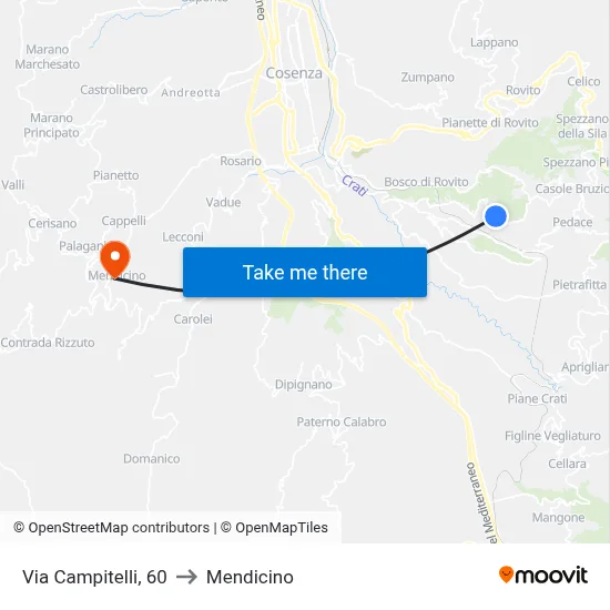 Via Campitelli 60 to Mendicino map