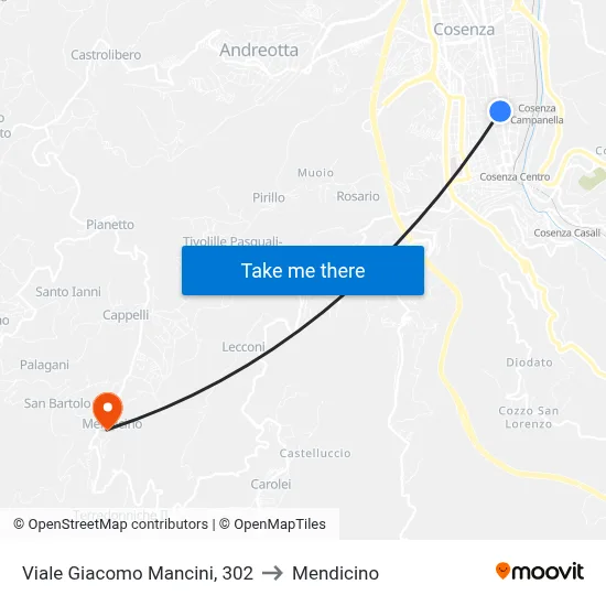 Giacomo Mancini Avenue, 302 to Mendicino map