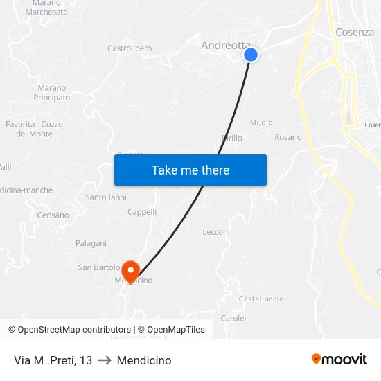 M. Preti Street, 13 to Mendicino map