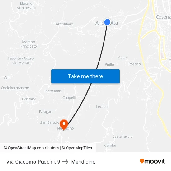Giacomo Puccini Street, 9 to Mendicino map