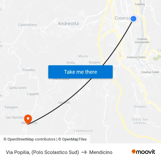 Via Popilia, (South School Complex) to Mendicino map