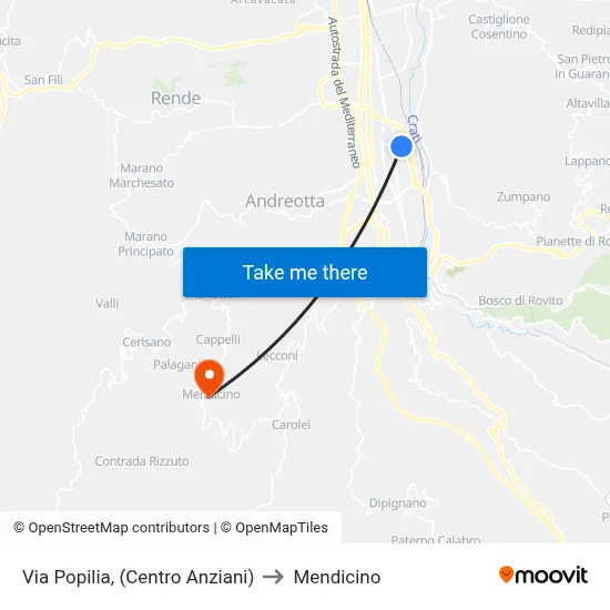 Via Popilia, (Senior Center) to Mendicino map