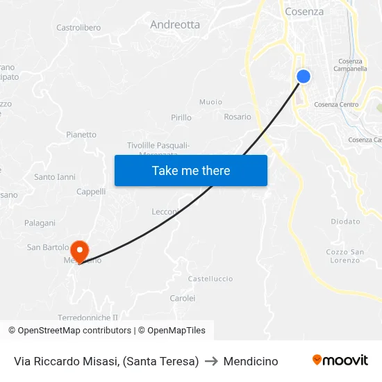 Riccardo Misasi Street (Santa Teresa) to Mendicino map
