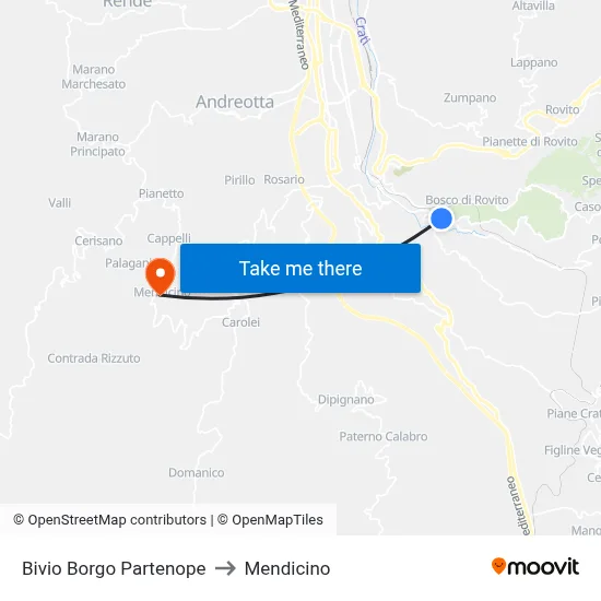 Borgo Partenope Junction to Mendicino map