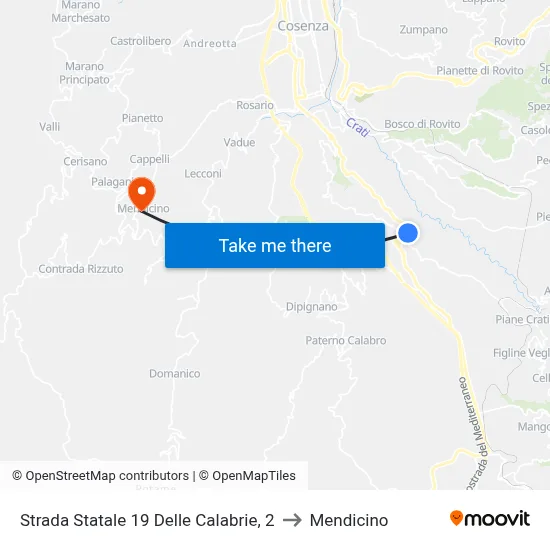 State Road 19 of Calabria, 2 to Mendicino map