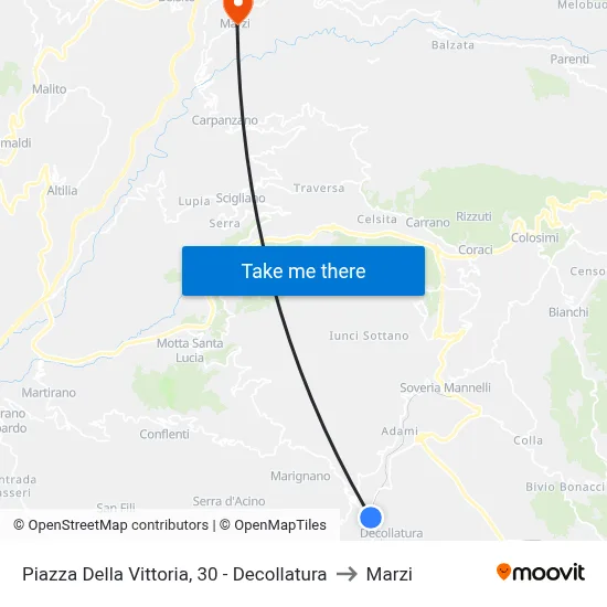 Victory Square, 30 - Decollatura to Marzi map