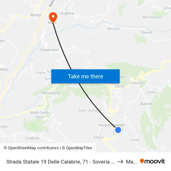 State Road 19 of Calabria, 71 - Soveria Mannelli to Marzi map
