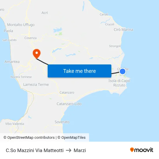 Mazzini Course Via Matteotti to Marzi map