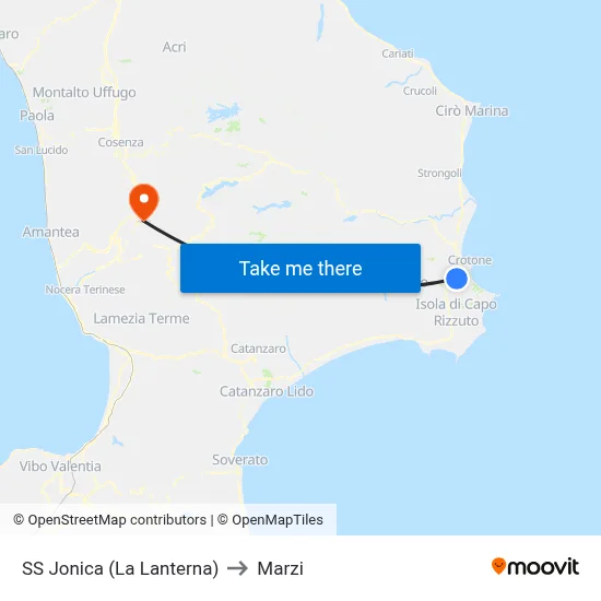 SS Jonica (La Lanterna) to Marzi map