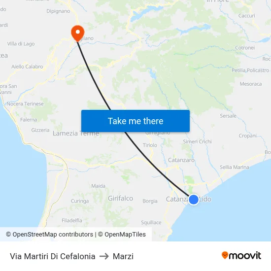 Cefalonia Martyrs Street to Marzi map