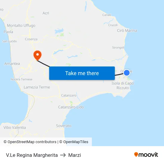 Regina Margherita Avenue to Marzi map
