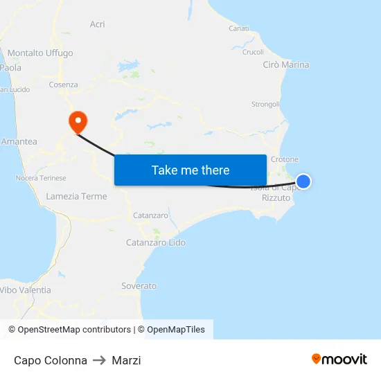 Capo Colonna to Marzi map
