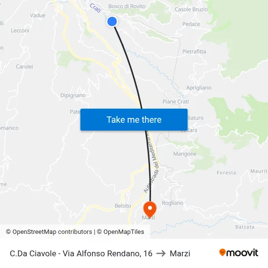 Ciavole District - Via Alfonso Rendano, 16 to Marzi map