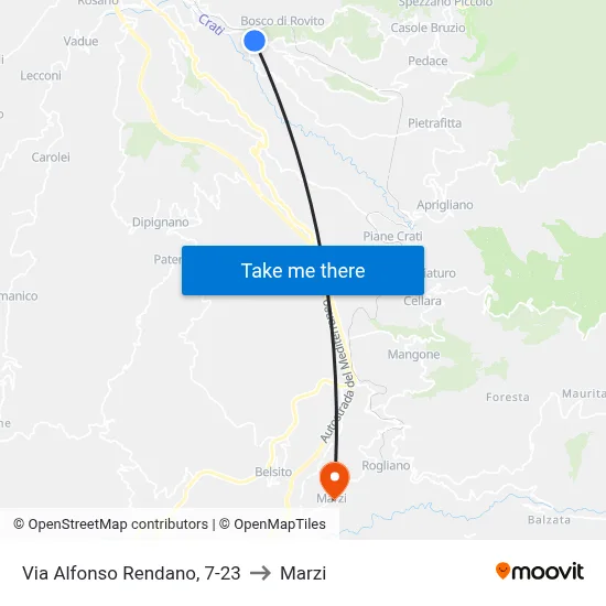 Alfonso Rendano Street, 7-23 to Marzi map