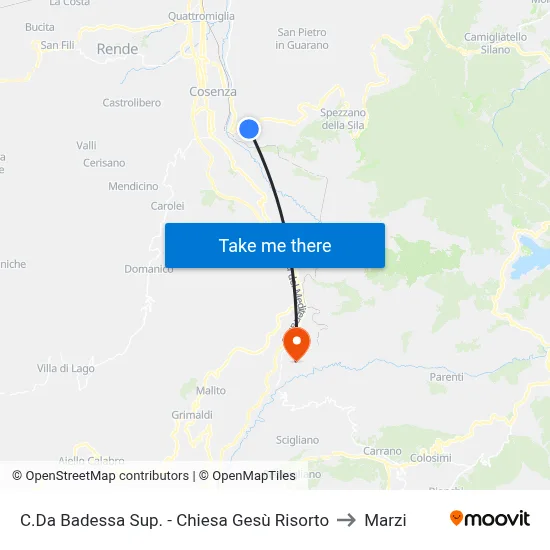 Upper Badessa District - Risen Jesus Church to Marzi map