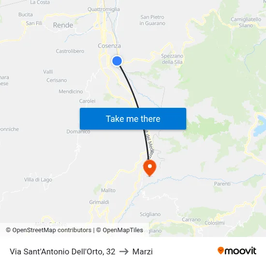 Via Sant'Antonio Dell'Orto, 32 to Marzi map