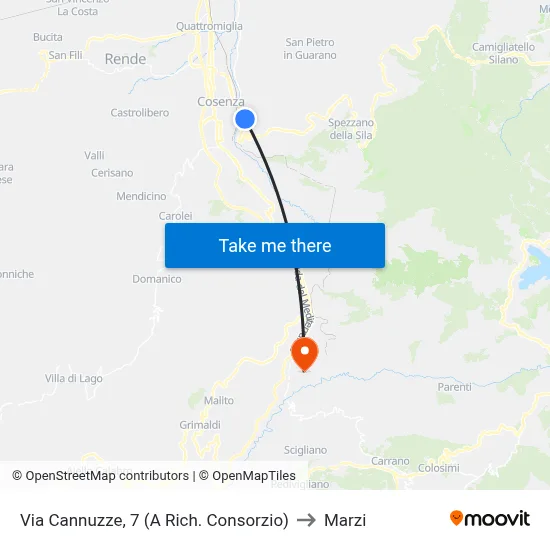 Via Cannuzze, 7 (On Request - Consortium) to Marzi map