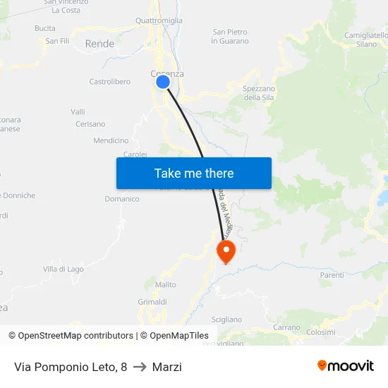 Via Pomponio Leto, 8 to Marzi map