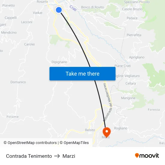 Tenimento District to Marzi map