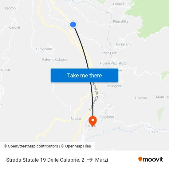 State Road 19 of Calabria, 2 to Marzi map