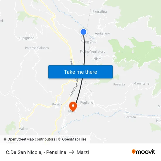 San Nicola District - Bus Shelter to Marzi map
