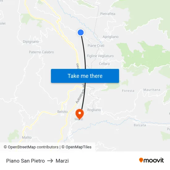 San Pietro Plain to Marzi map