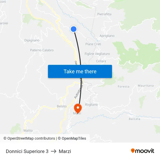 Upper Donnici 3 to Marzi map