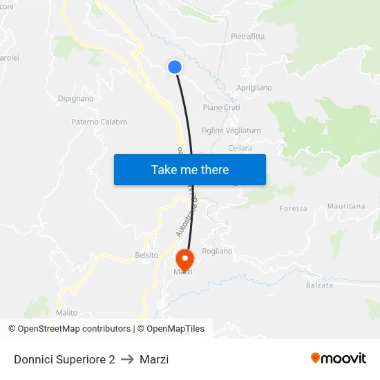 Upper Donnici 2 to Marzi map