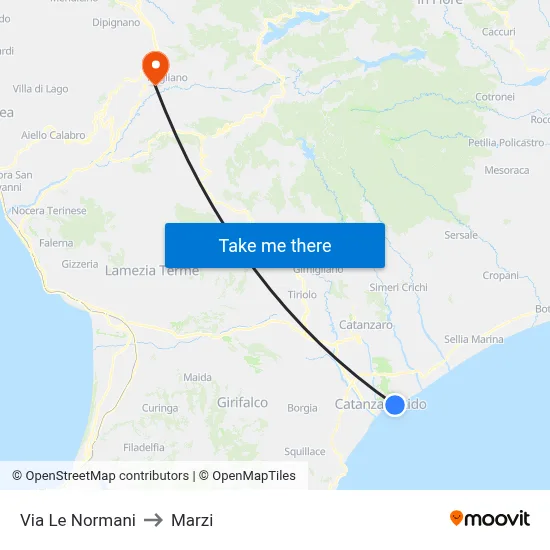 Le Normani Street to Marzi map