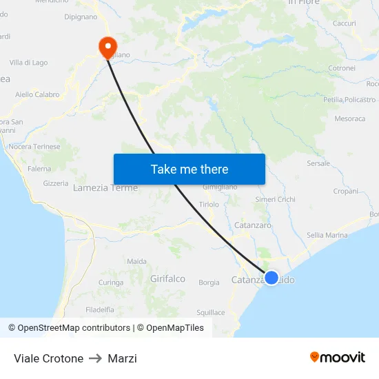 Crotone Avenue to Marzi map