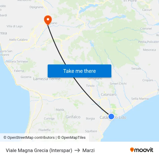 Viale Magna Grecia (Interspar) to Marzi map