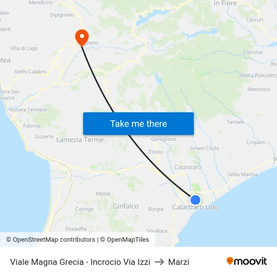 Magna Grecia Avenue - Izzi Street Intersection to Marzi map