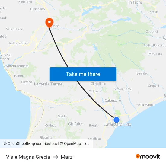 Magna Grecia Avenue to Marzi map