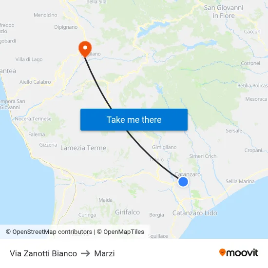 Zanotti Bianco Street to Marzi map