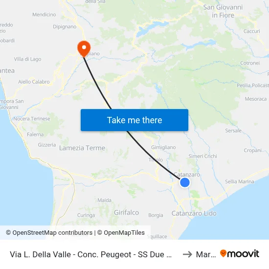 Via L. Della Valle - Peugeot Dealership - SS Due Mari to Marzi map