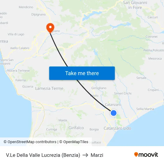 Valle Lucrezia Avenue (Benzia) to Marzi map