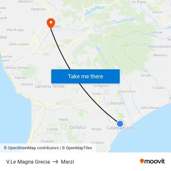 Magna Grecia Avenue to Marzi map