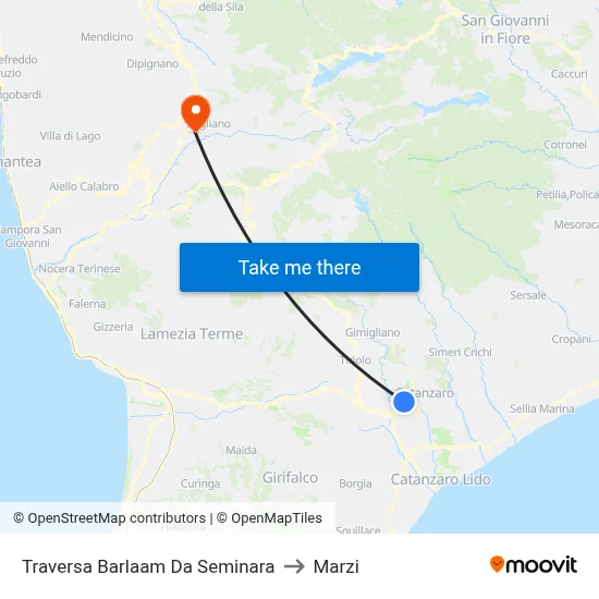 Barlaam Da Seminara Cross Street to Marzi map