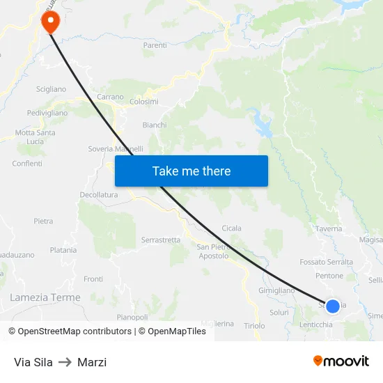 Sila Street to Marzi map