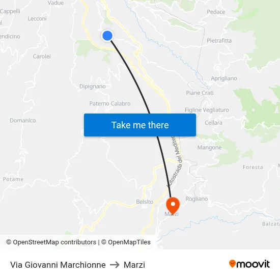 Via Giovanni Marchionne to Marzi map