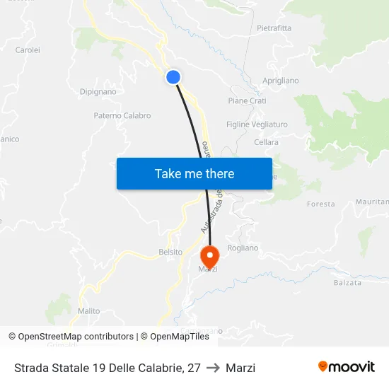 State Road 19 of Calabrie, 27 to Marzi map