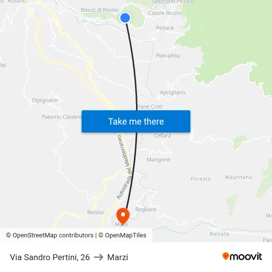 26 Sandro Pertini Street to Marzi map