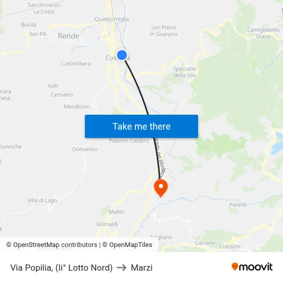 Via Popilia, (North Block II) to Marzi map