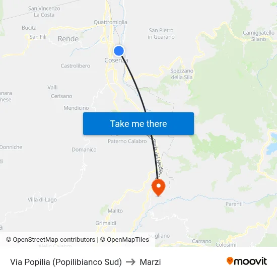 Popilia Street (South Popilibianco) to Marzi map