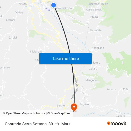 Serra Sottana District, 39 to Marzi map