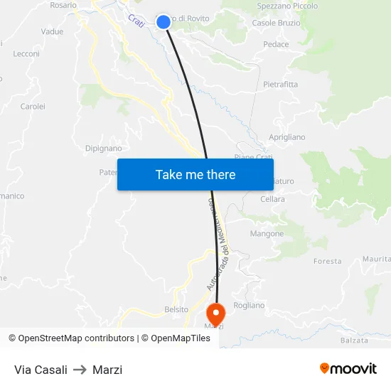 Casali Street to Marzi map
