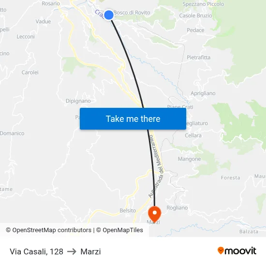Casali Street, 128 to Marzi map