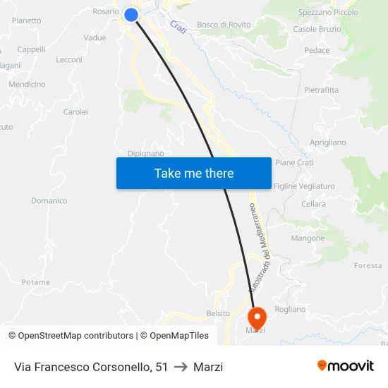 Francesco Corsonello Street, 51 to Marzi map