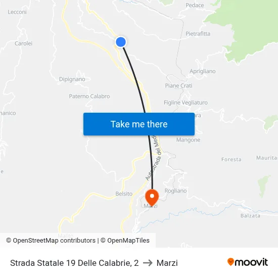 State Road 19 of Calabria, 2 to Marzi map