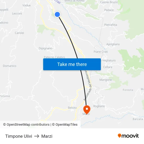 Timpone Ulivi to Marzi map
